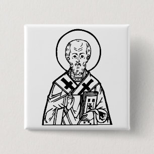 Macaron Carré 5 Cm Icône orthodoxe byzantine de saint Nicolas de Myre