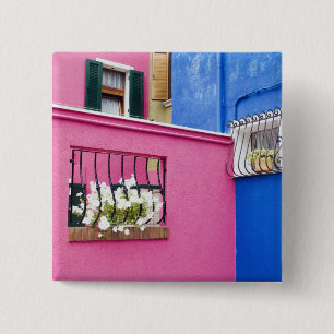 Macaron Carré 5 Cm Île de Burano, Burano, Italie. Burano coloré