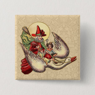 Macaron Carré 5 Cm Illustration Antique de l'Enfant de Mère l'Oye