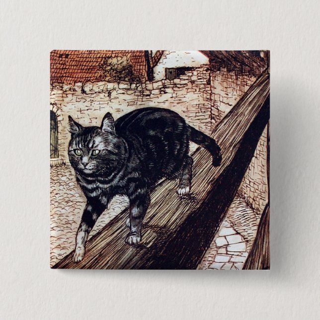 Macaron Carré 5 Cm Illustration de Castle Cat Rackham (Devant)