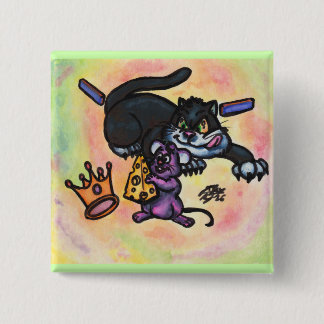 Macaron Carré 5 Cm Illustration de dessin animé chat souris fromage c