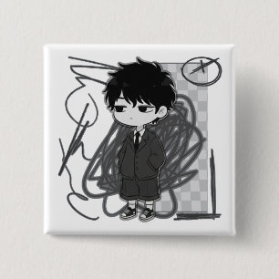 Macaron Carré 5 Cm Illustration de garçon chibi en costume liée à l'é