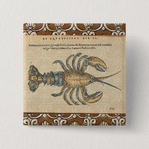 Macaron Carré 5 Cm Illustration de homard vintage : damas côtier
