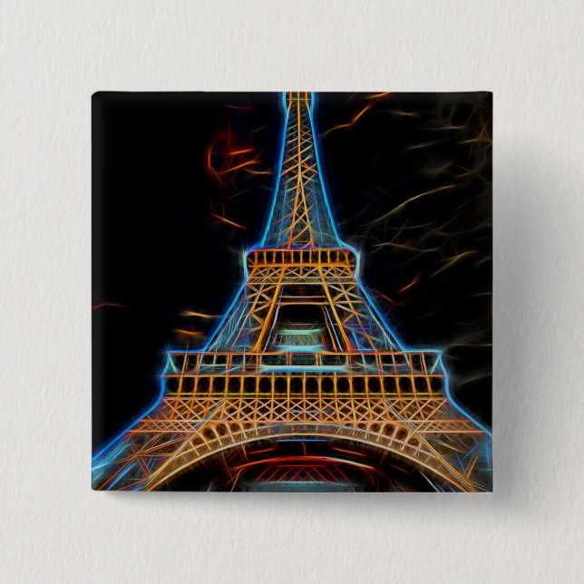 Macaron Carré 5 Cm Illustration de la Tour Eiffel - Paris, France (Devant)