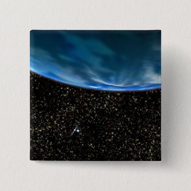 Macaron Carré 5 Cm Illustration de l'horizon terrestre (Devant)