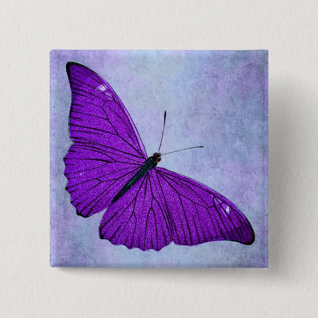 Macaron Carré 5 Cm Illustration pourpre foncée de papillon de 1800s (Devant)