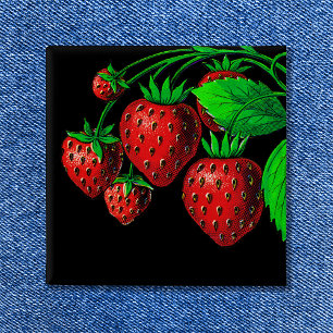 Macaron Carré 5 Cm Illustration Vintage des fraises fraîches