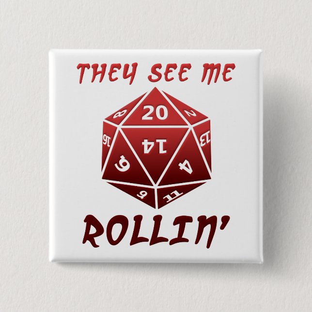 Macaron Carré 5 Cm Ils Me Voient Rollin' Drôle Bouton (Devant)