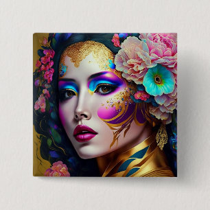 Macaron Carré 5 Cm Imaginaire Glam Femme Pop Art