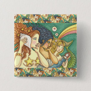 MACARON CARRÉ 5 CM IMAGINAIRE MERMAID SISTERHOOD PARTAGER DES SAVOIRS