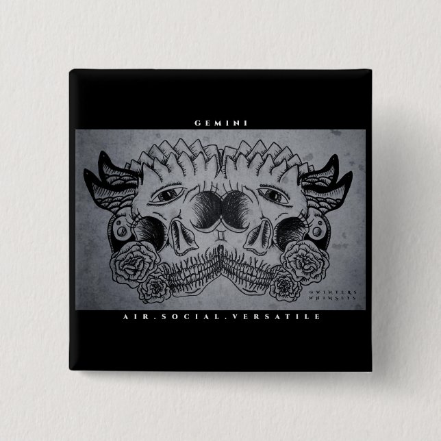 Macaron Carré 5 Cm Impression Gemini (Devant)