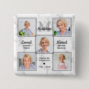 Macaron Carré 5 Cm In Love Memory Photo Collage Funérailles commémora