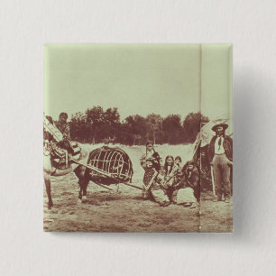 Macaron Carré 5 Cm Indiens de Cheyenne sur le mouvement, 1878 (photo