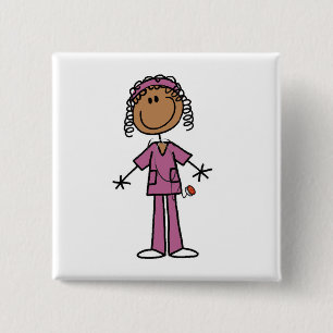 Macaron Carré 5 Cm Infirmière d'Afro-américain