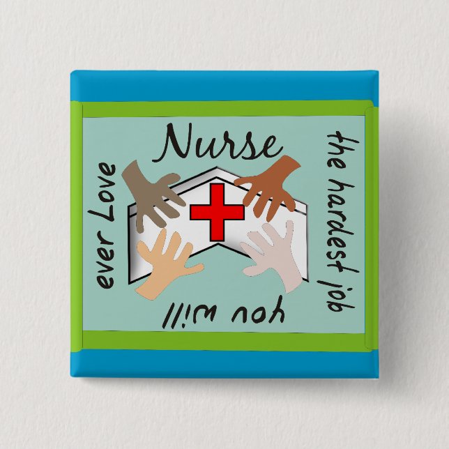 Macaron Carré 5 Cm Infirmière "le travail le plus dur vous aimerez (Devant)