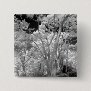 Macaron Carré 5 Cm Infra rouge d'arbres bâtiments et sentiers de Las 