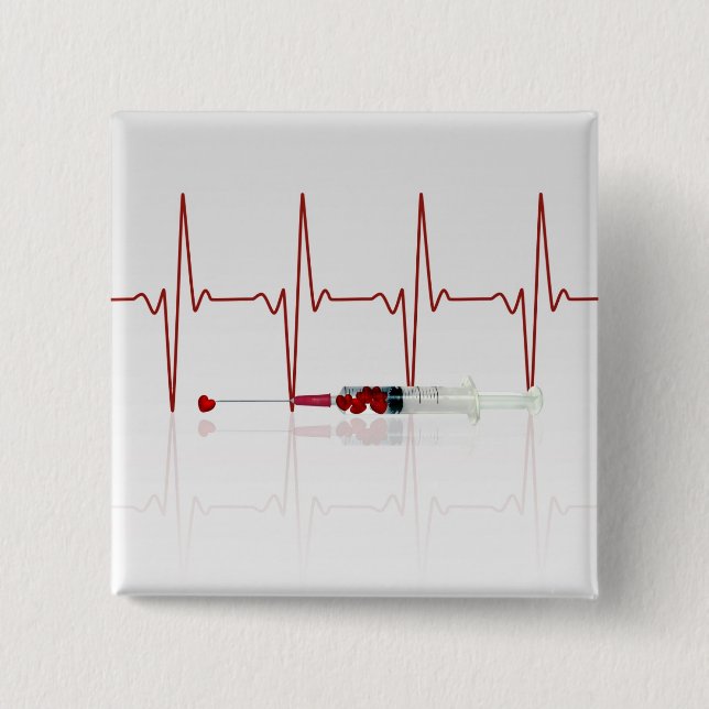 Macaron Carré 5 Cm Injection au coeur rouge (Devant)