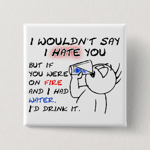 Macaron Carré 5 Cm Insigne Bouton Feu Et Eau Drôle