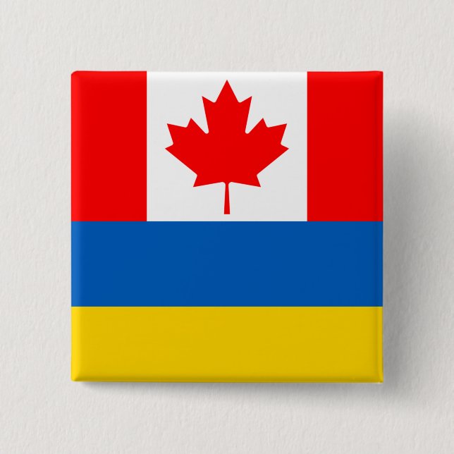 Macaron Carré 5 Cm Insigne Canada Ukraine (Devant)