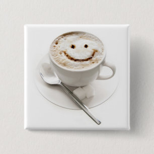 Macaron Carré 5 Cm Insigne de bouton d'amusement de HealthyCoffee
