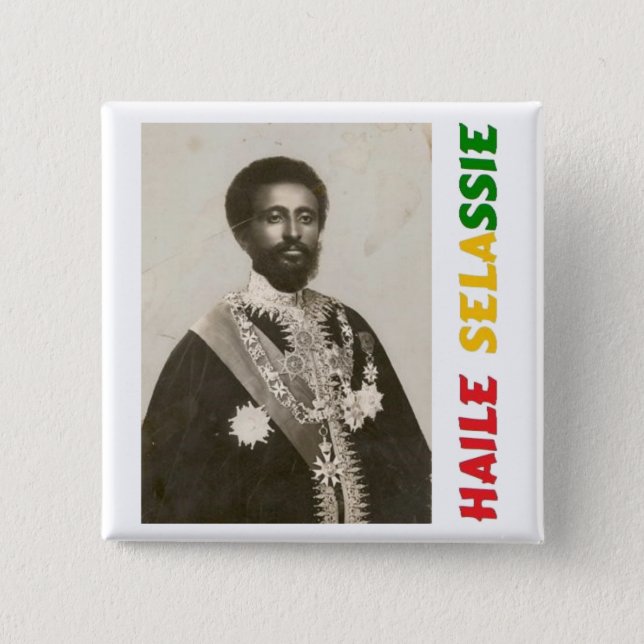 Macaron Carré 5 Cm Insigne de Haile Selassie (Devant)