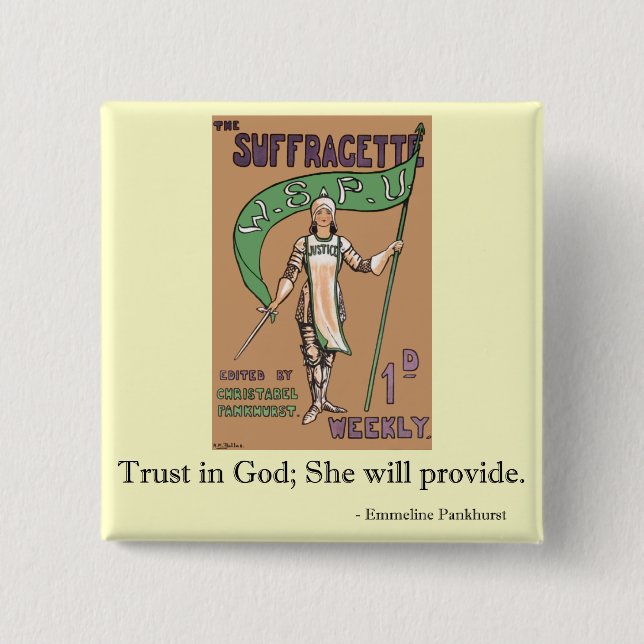 Macaron Carré 5 Cm Insigne de la suffragette des femmes (Devant)
