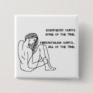 Macaron Carré 5 Cm insigne fibro de maux, bouton, goupille