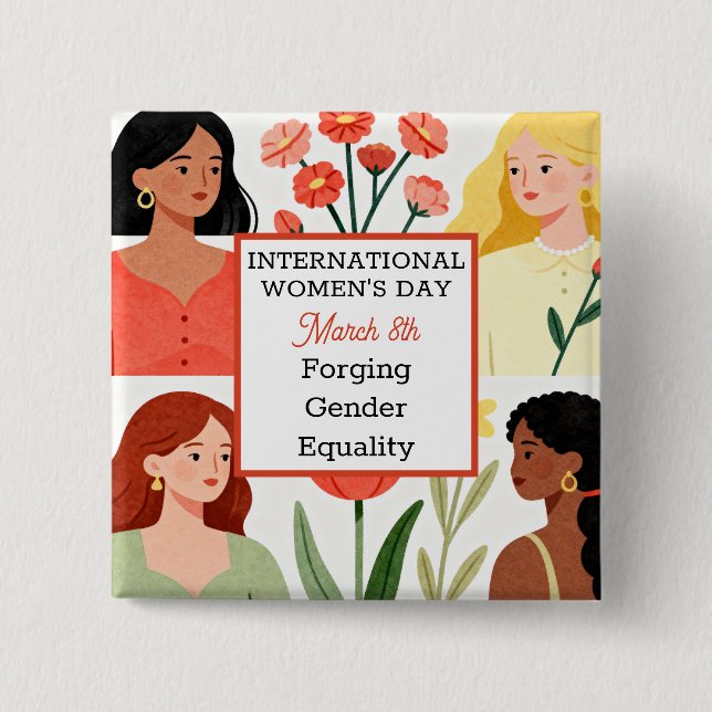 Macaron Carré 5 Cm International Women's Day Forging Gender Equality (Devant)
