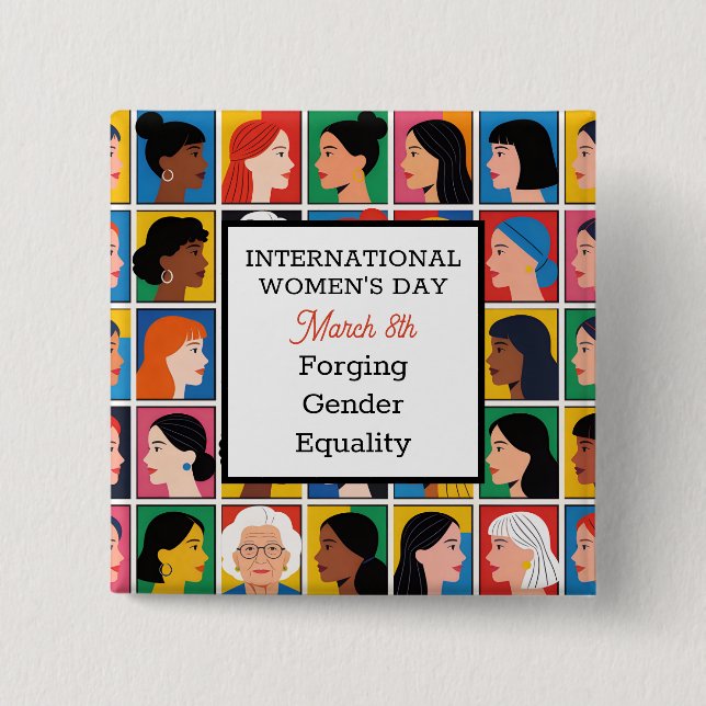 Macaron Carré 5 Cm International Women's Day Forging Gender Equality (Devant)