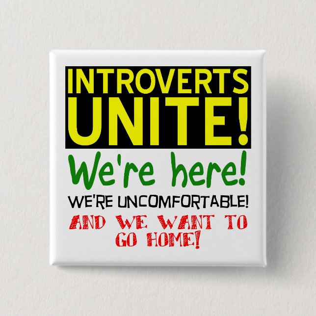 Macaron Carré 5 Cm Introvertis Unite Funny Button Badton Pin (Devant)