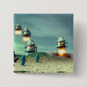 Macaron Carré 5 Cm Invasion de robot de au-dessus du bouton V2