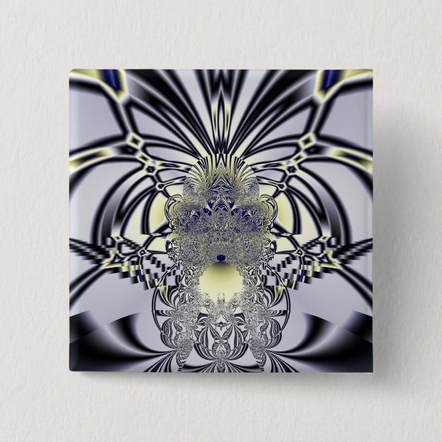 Macaron Carré 5 Cm Iris Violet Art Fractal de Géométrie Sacrée (Devant)