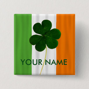 Macaron Carré 5 Cm Irlandais Flag Irlande Shamrock Clover Volunteer