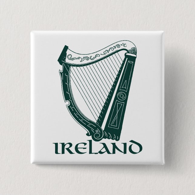 Macaron Carré 5 Cm Irlande Harp Design, Irish Harp (Devant)