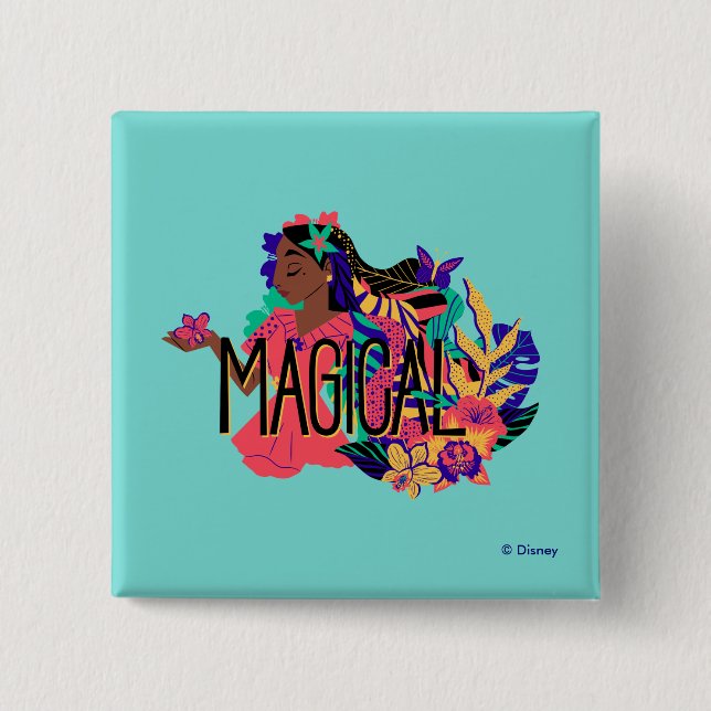 Macaron Carré 5 Cm Isabella d'Encanto | Graphique floral magique (Devant)