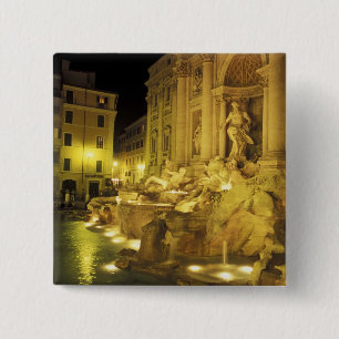 Macaron Carré 5 Cm Italie, Rome. Fontaine de Trevi la nuit.
