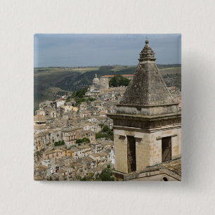 Macaron Carré 5 Cm ITALIE, Sicile, RAGUSA IBLA : Vue sur la ville et 