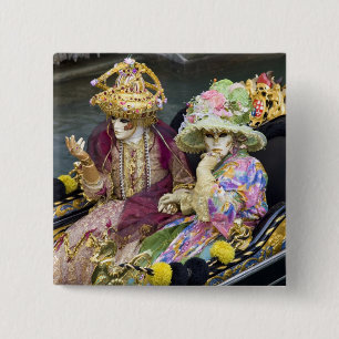 Macaron Carré 5 Cm Italie, Venise. Couple habillé en costumes pour