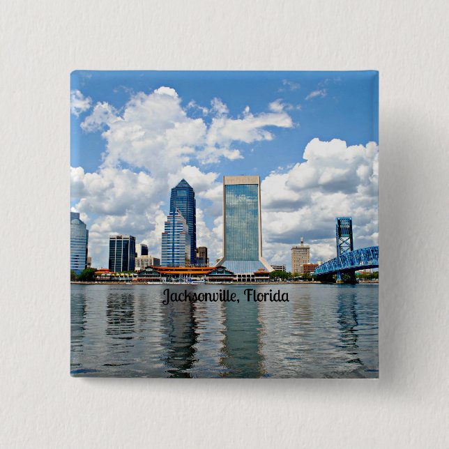Macaron Carré 5 Cm Jacksonville, Floride, paysage urbain photo (Devant)