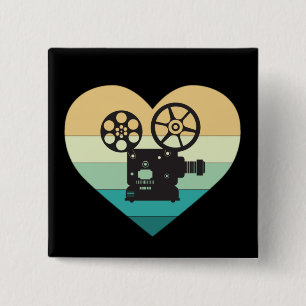 Macaron Carré 5 Cm J'adore le projecteur de cinéma rétro