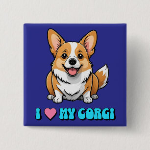 Macaron Carré 5 Cm J'adore mon Corgi