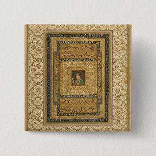 Macaron Carré 5 Cm Jahangir tenant une image de Madonna, inscrib