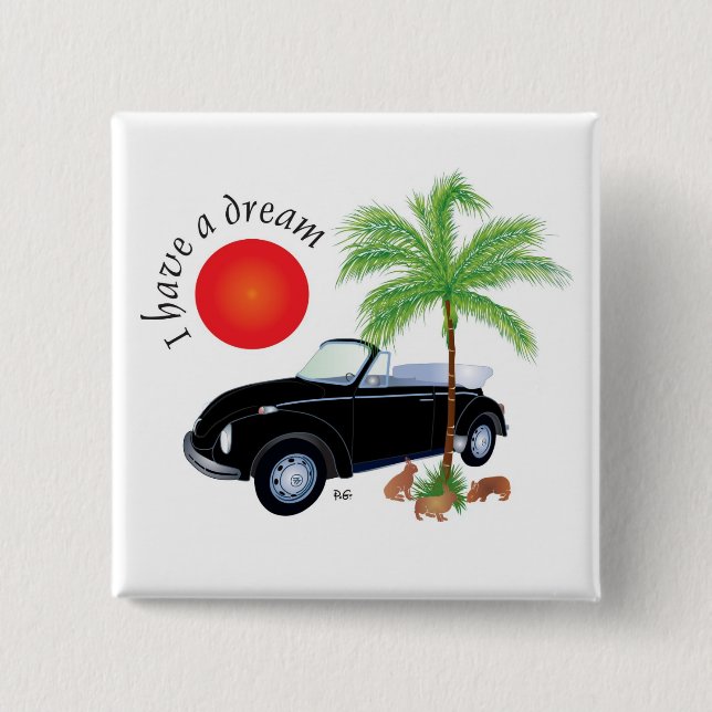 Macaron Carré 5 Cm J'ai des Boutons de rêve (Devant)