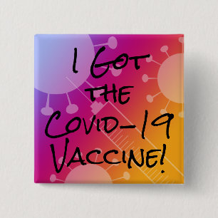Macaron Carré 5 Cm J'ai eu l'Ombre coloré du vaccin Covid-19