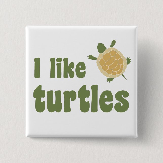 Macaron Carré 5 Cm J'aime des tortues (Devant)