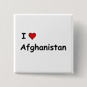 Macaron Carré 5 Cm J'aime l'Afghanistan