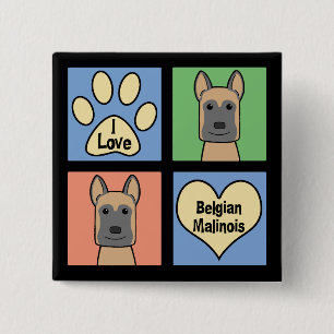 Macaron Carré 5 Cm J'aime le Belge Malinois