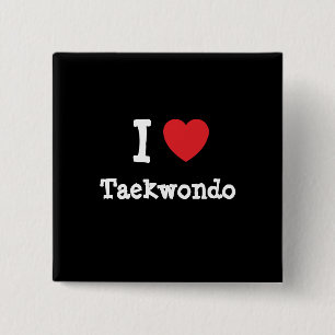 Macaron Carré 5 Cm J'aime le coeur de Taekwondo personnalisé