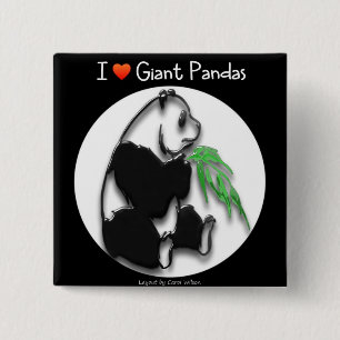 MACARON CARRÉ 5 CM J'AIME LES PANDAS GÉANTS