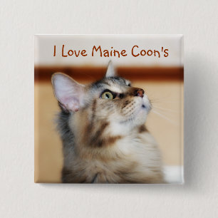 Macaron Carré 5 Cm J'aime l'insigne du ragondin du Maine - chaton de